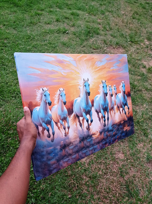Canvas Wall Art (CA0005) - Majestic White Horses Sunset
